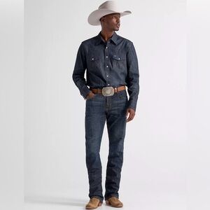 Wrangler Retro Slim Boot Blue Jeans Mens 35x36